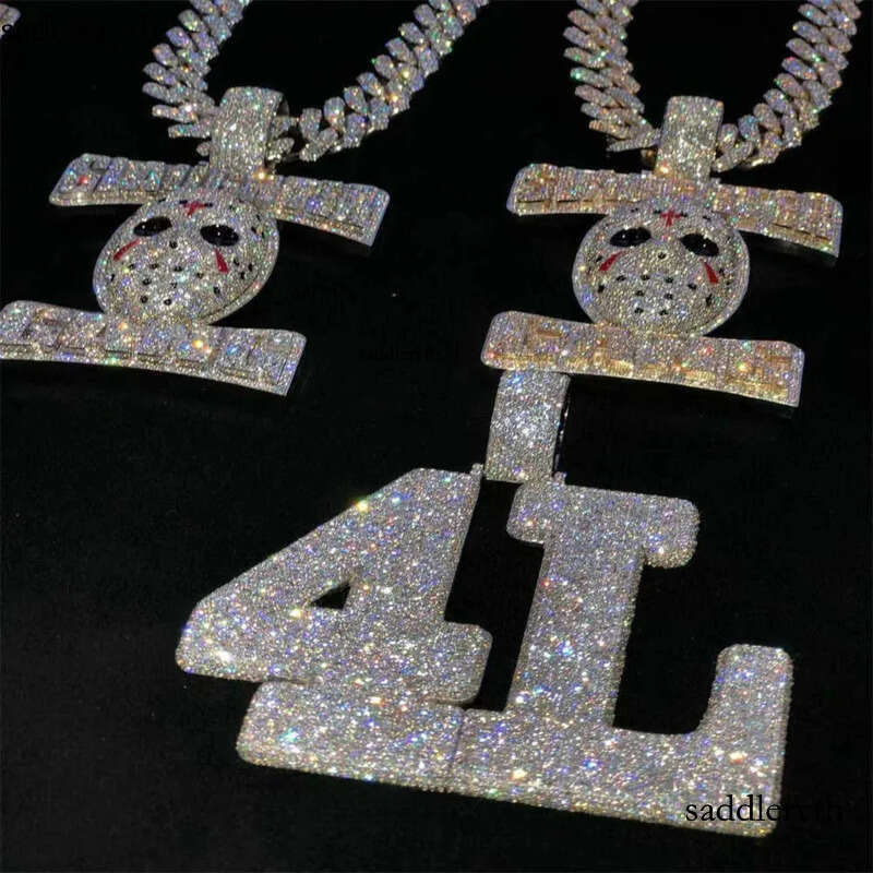 Custom Hip Hop Jewelry Rapper Letter Iced Out Baguette Initial Vvs Moissanite Pendant