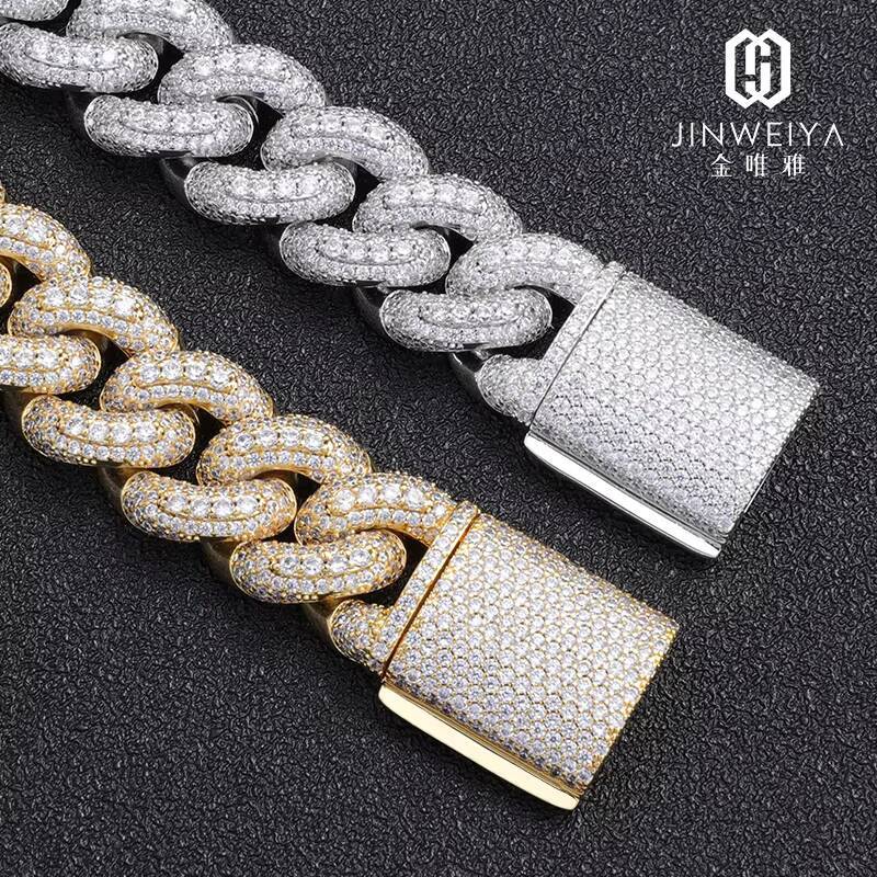 FaMoissaniteory Customized Trendization 925 Silver Miami Cuban Link Chain 18mm24 Inch Moissanite Necklace