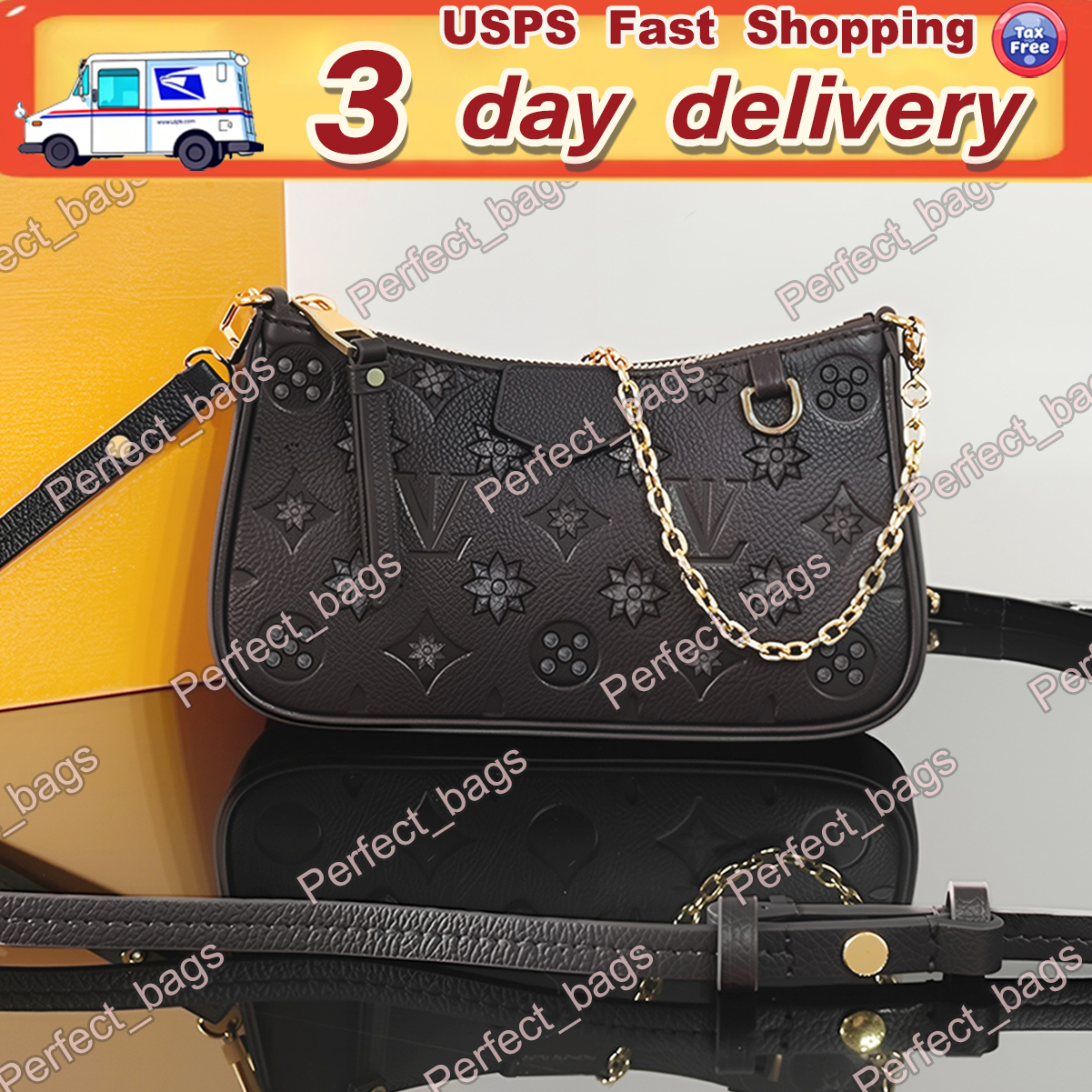 Easy Designer Bag Ladies Letter emed Shoulder Bag Cowhide leather Bag High Quality Women's Handbag Purse Metal chain Crossbody Bag Black Classic 