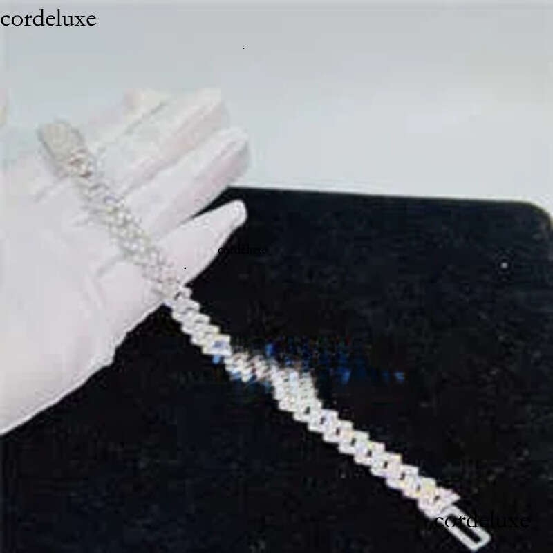 necklace moissanite chain 12mm 2 Rows Micro Paved Cuban Bracelet D VVS Lab Dia Link Iced Out Sier db