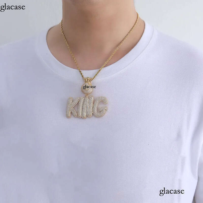 A-Z Custom Name Letters Pendant Necklaces Jewelry Dollar Symbol Buckle Clasp Full TopBling Zircon