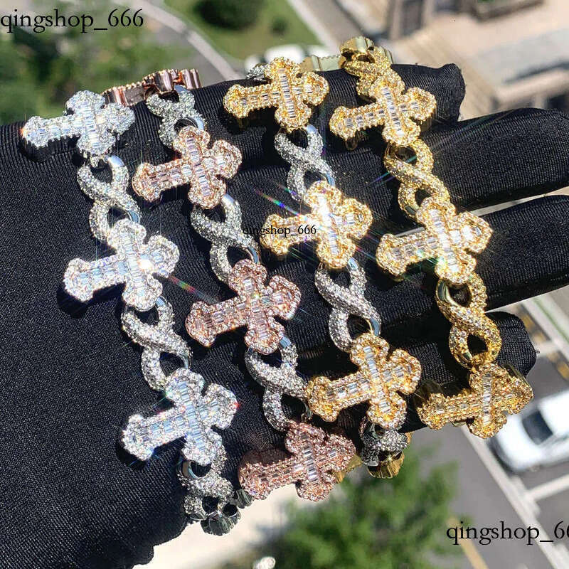Jewelry Hip Hop Gold Plated VVS Moissanite new cross 8-character dia fashiontide wholesale men's bracelet