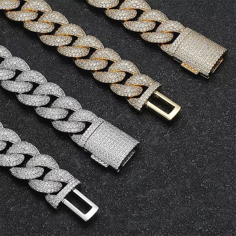 High Quality Iced Out Gold Silver Plated Brass CZ Stone Hip Hop Necklace Fashion Chains