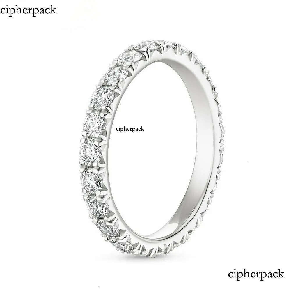Rings AEW Solid 14K 585 White Gold 1.2ctw 2mm DF Color Eternity Wedding Band Moissanite for Women Ladies Ring J0112 8a