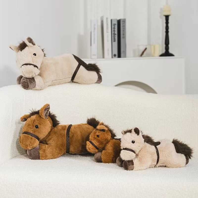 Lying Posture Style Horse Plush Toy Stuffed Animal Horse Toy Home Decor Favor Farm Props Sofa Backrest Floor Flat C250925
