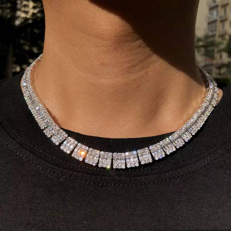 Urban Jewelry Hip Hop Mens Necklace Bling Gold Diamond Tennis Chain