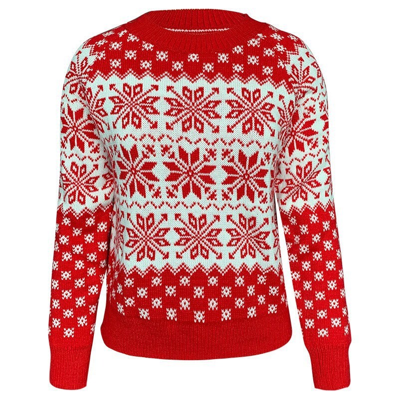 2025 Autumn Winter New Women's Christmas Snowflake Long Sleeve Base Sweater