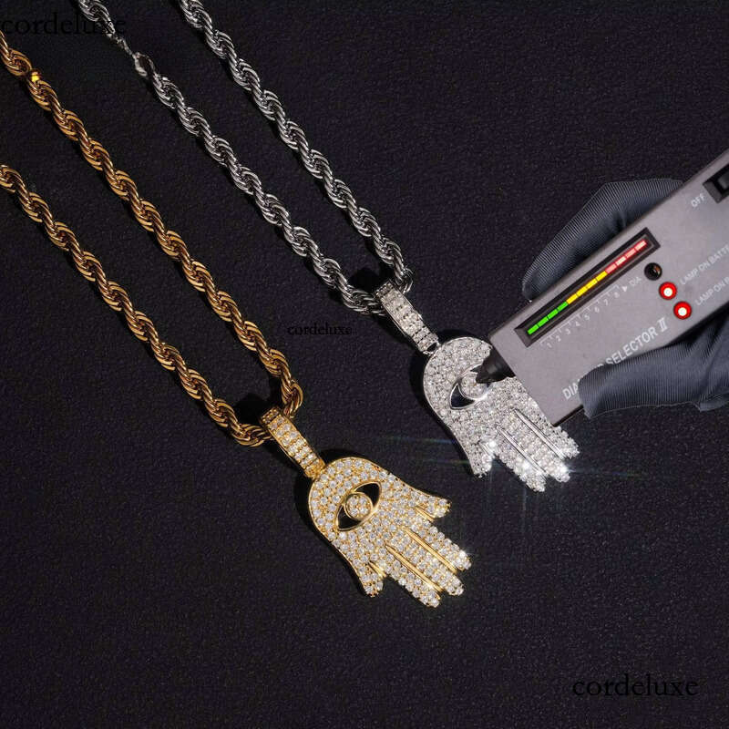 Wholesale Hip Hop Jewelry for Gift Hamsa Hand Custom Iced Out Fashion Sier VVS Moissanite Dia Lucky Pendant 61