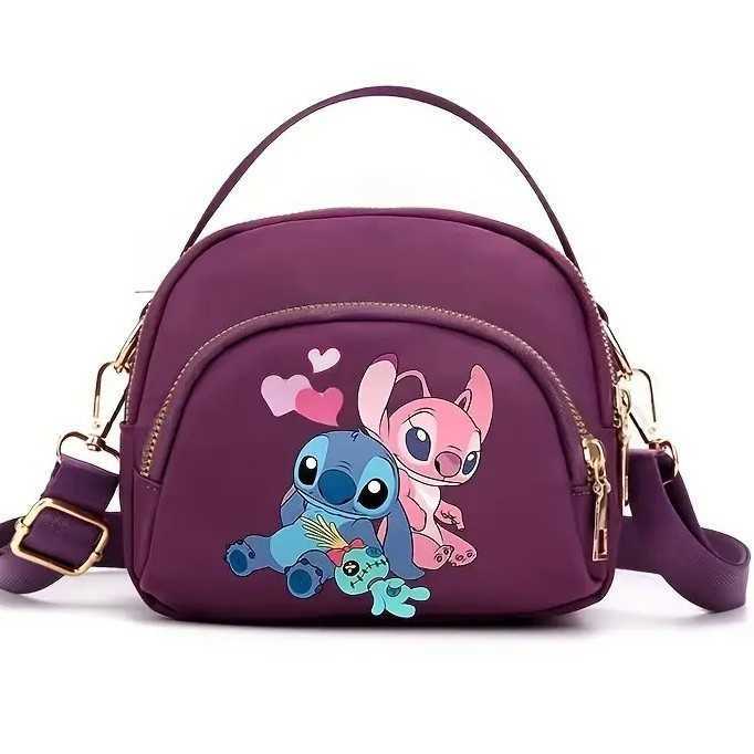 Disney's new Minnie cartoon print small square bag - mini mobile phone bag, casual and simple nylon fabric bag, women's cross-body shoulder 