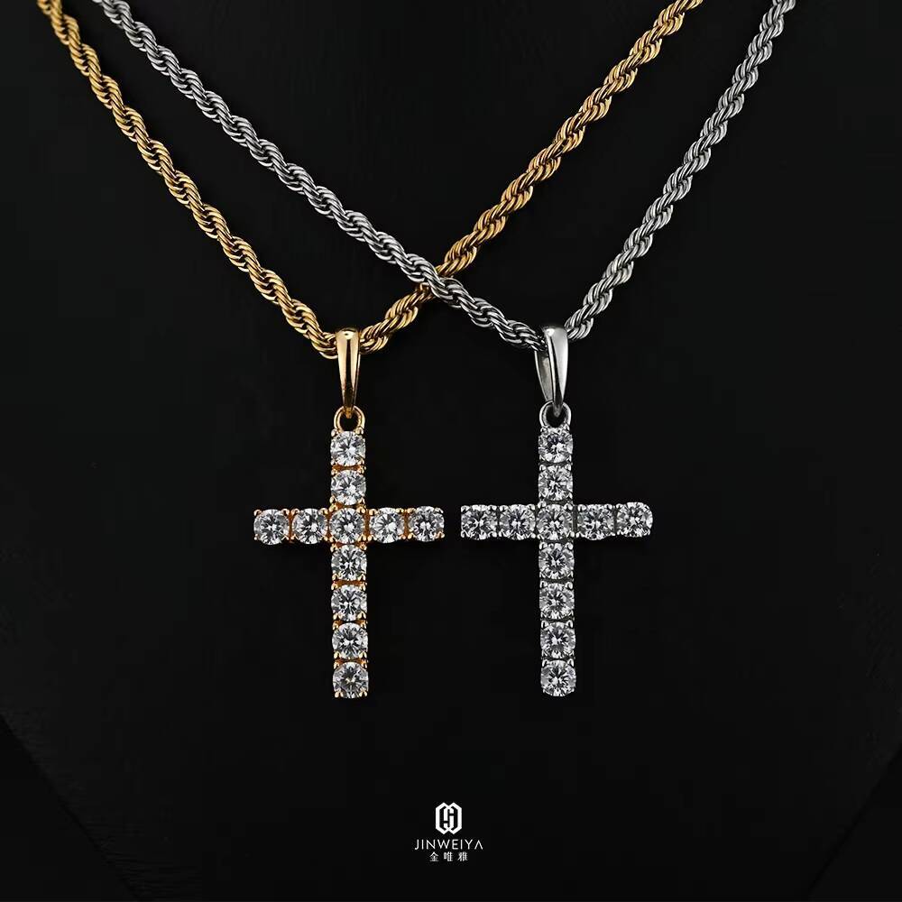 Classic Cross Pendant Hip Hop VVS Moissanite Silver Customized Trend Diamond Cross Necklace Pendant Mens Luxury Pendant
