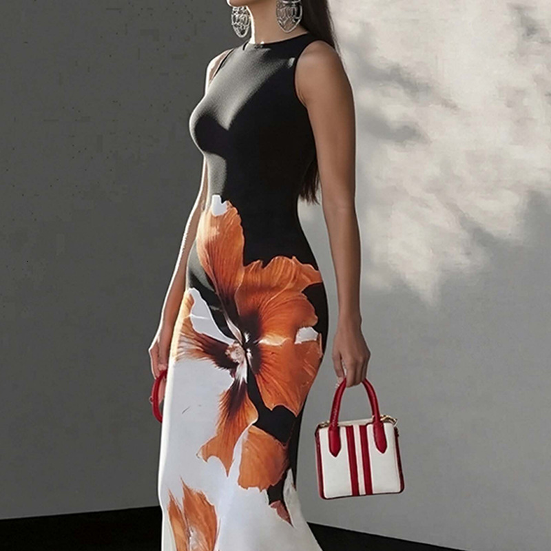 2025 Summer New High-End Elegant Style Slim Off-Shoulder Printed Fashionable Dress