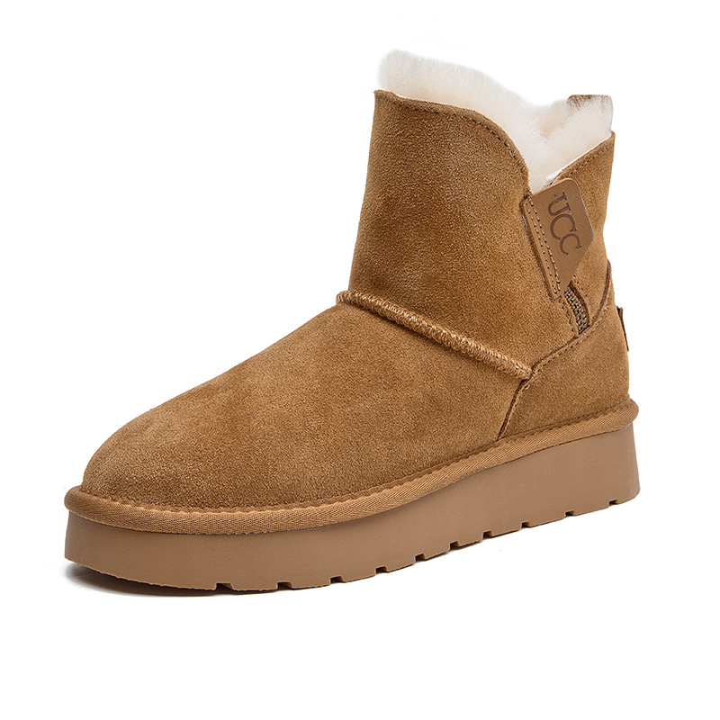 CE designer shoes Free shipping oxhide affordable luxury Winter anti slip snow boots with thick plush cotton shoes Pure yellow plain