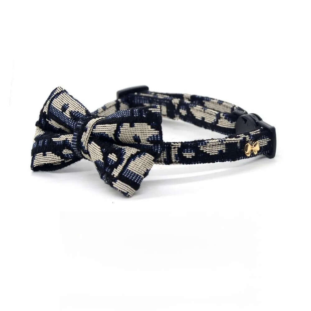 2025 new Designer Dog Cat Soft Puppy Collars with Bow Tie, Adjustable Breakaway Cotton Kitty Bowtie Collar for Girl Boy Kitten Black S B287
