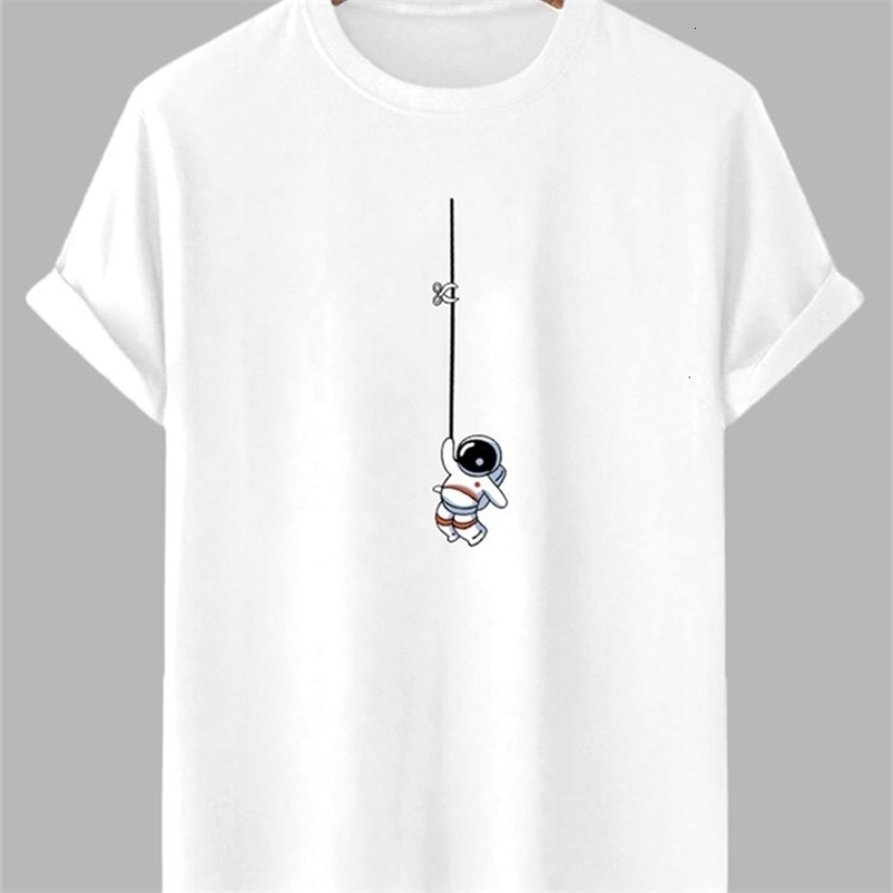 Men's T-Shirts Cotton Men's T-shirts Astronaut Graphic Print Short Sleeve Tees O-Neck Casual Streetwear T-shirt Unisex Spring Summer Tops 23