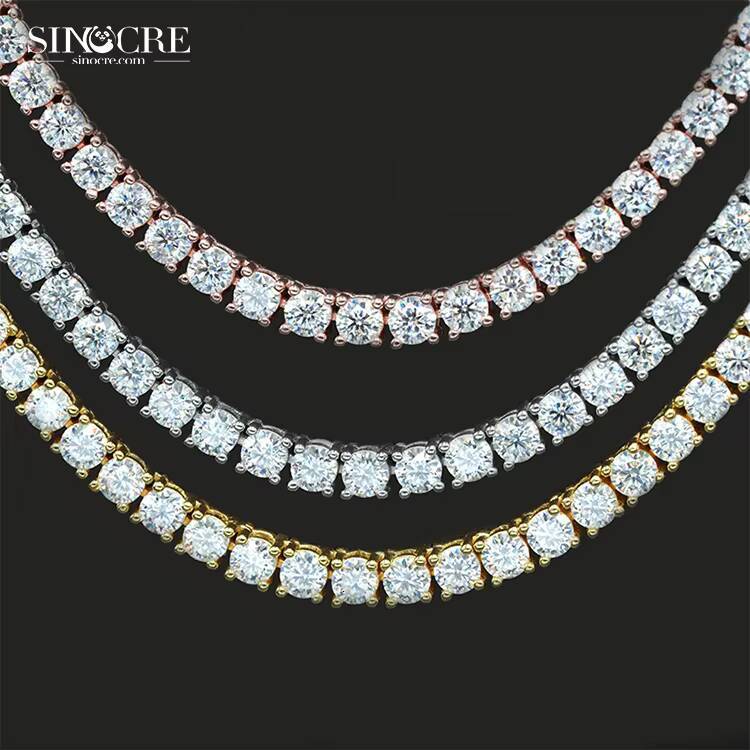 3Mm Men Moissanite Tennis Chain Hot Sale Sinocre HipHop Vintage