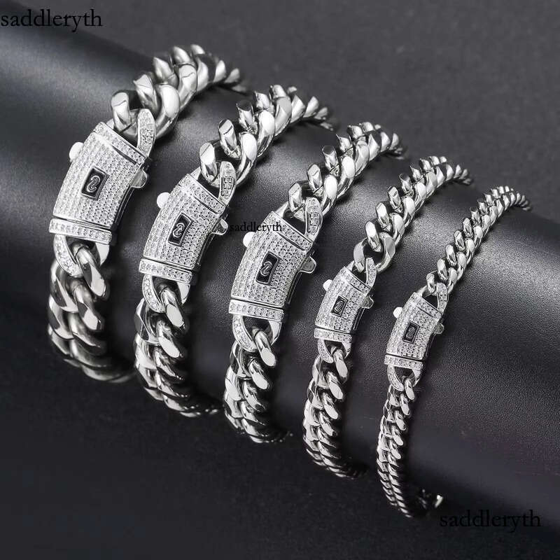 BES 6-14mm Miami Bracelet Set 14K Gold Stainless Steel Monaco Cuban Link Chain Necklace Hip Hop for Men