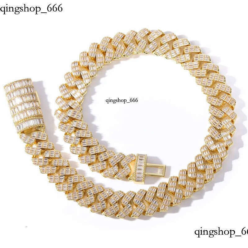 moissanite iced out cuban k chain Hip Hop Fine Jewelry Baguette Dia Men Necklace Sterg Sier Fully Vvs Moissanite designer jewelry