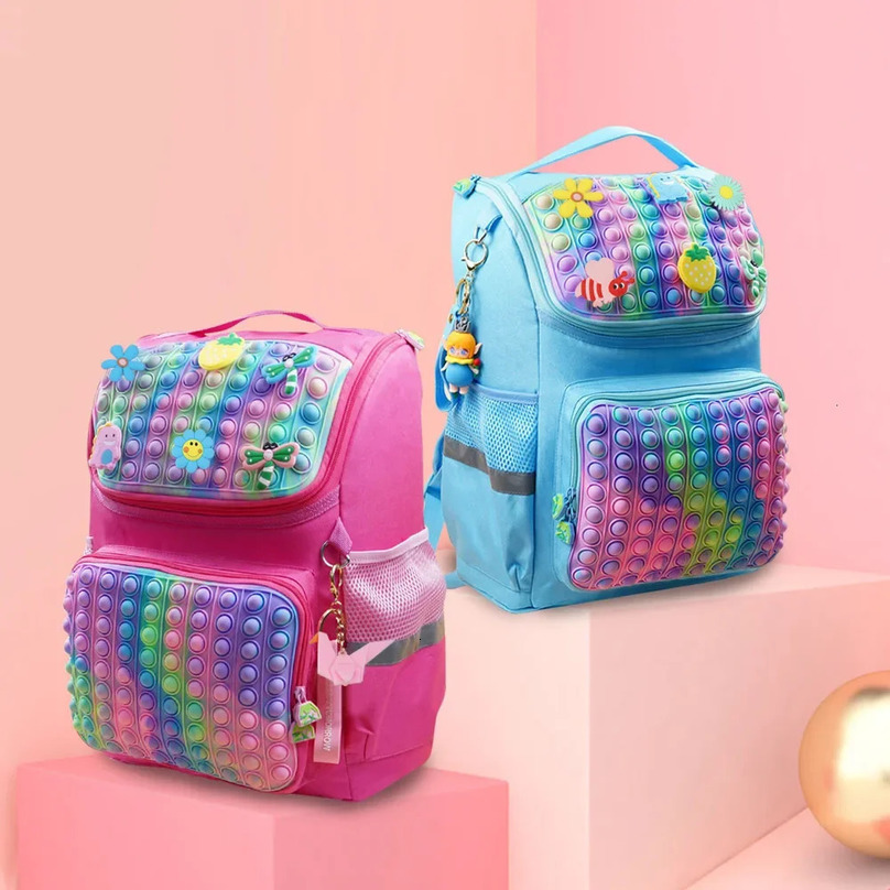 School Backpack Girls Pop Backpack for Girls Kids Fidget bubble Bag Fidget Toys Back to School Bag Gifts for Kids Teen 250514