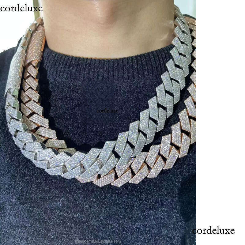 Pass Dia Test Cuban Link Chain 20mm 4 Rows with GRA VVS Moissanite Necklace Sier for Rapper Hip-Hop Jewelry Men 27
