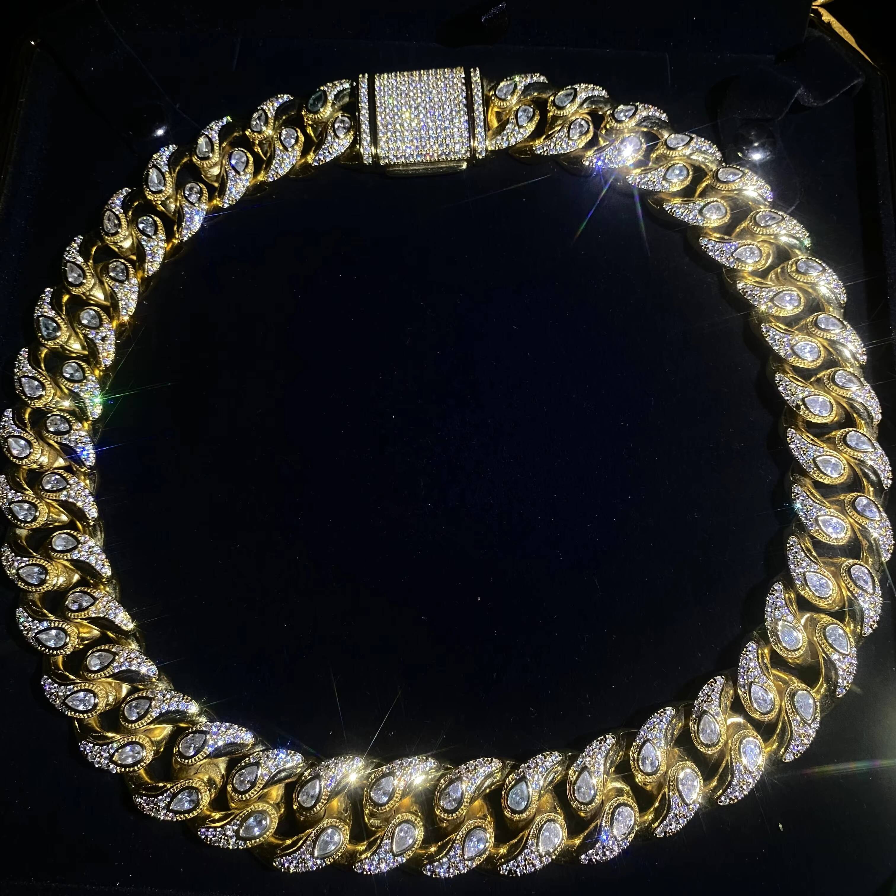 YSS JEWELRY 925 Silver 19mm Snake Eye Cuban Chain