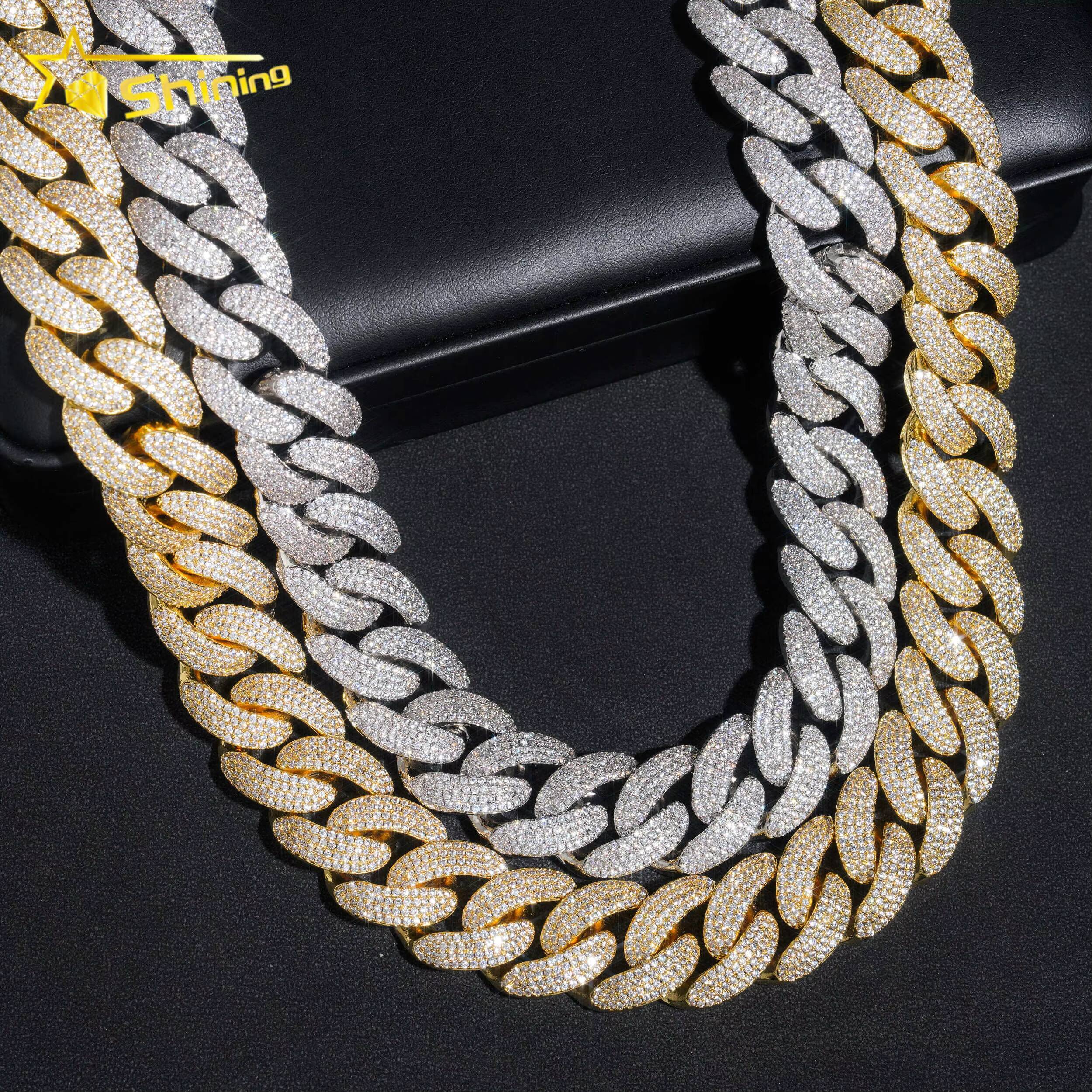 Luxury Hip Hop Men Fashion Link Chain Big Size 20MM Gold Plated Iced Out Brass CZ Diamond Cuban Link Chain