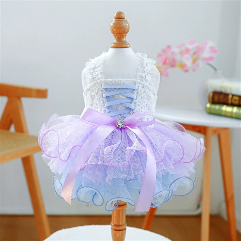 Summer Cute Lace Dog Dresses Teddy Cat Dress Fashion Dog Skirts Pet Princess Dress Chihuahua Pet Clothing