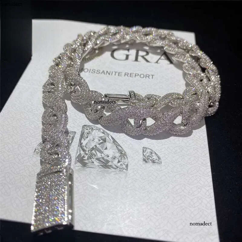 Iced Out Moissanite Cuban Link Chain Classic Box Clasp Hip Hop Men Jewelry Gold Necklace Bling Dia Chains c6