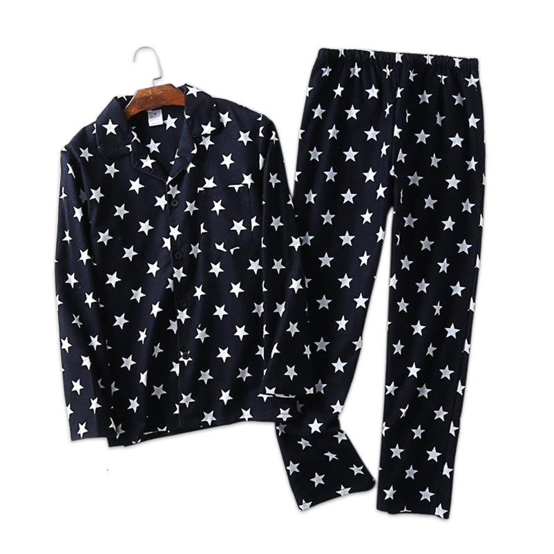 Men's Sleepwear Fashion stars 100% cotton pajamas sets men casual male sleepwear plus size 100kg 230317