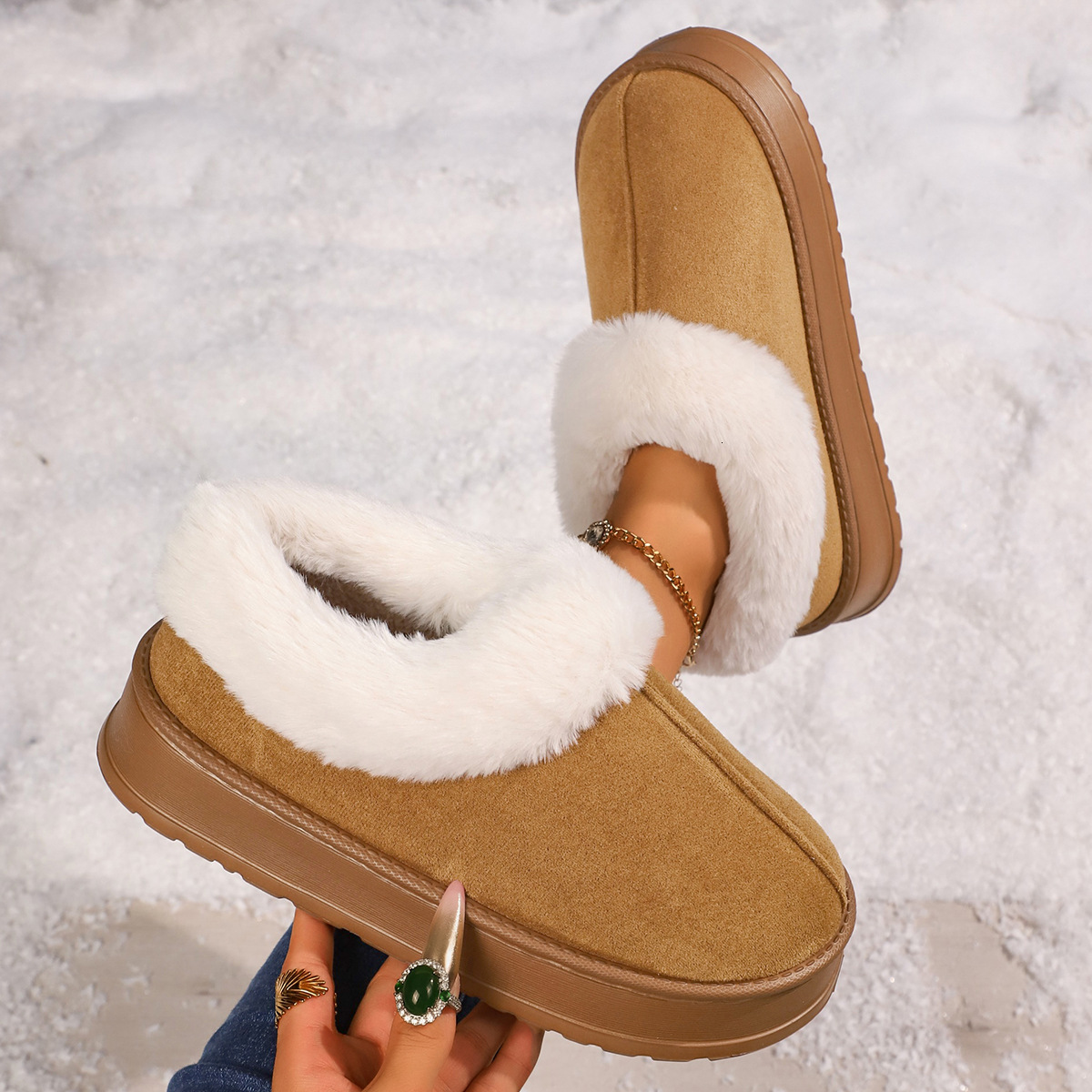 Women's Cotton Shoes Home and Outdoor, Non-Slip, Warm, Plush, Closed-Back, Thickened Winter Slippers for Men ddmymarket
