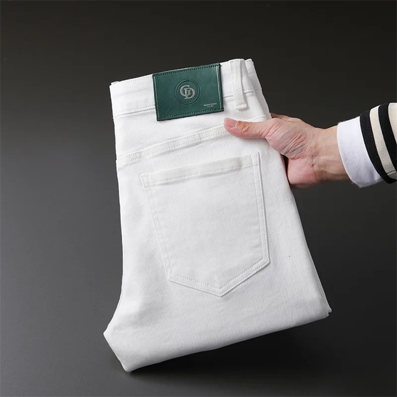 MenS Jeans Black Straight Slim High-End Fashion Everything Casual Cotton Casual Business Denim Pants 240319