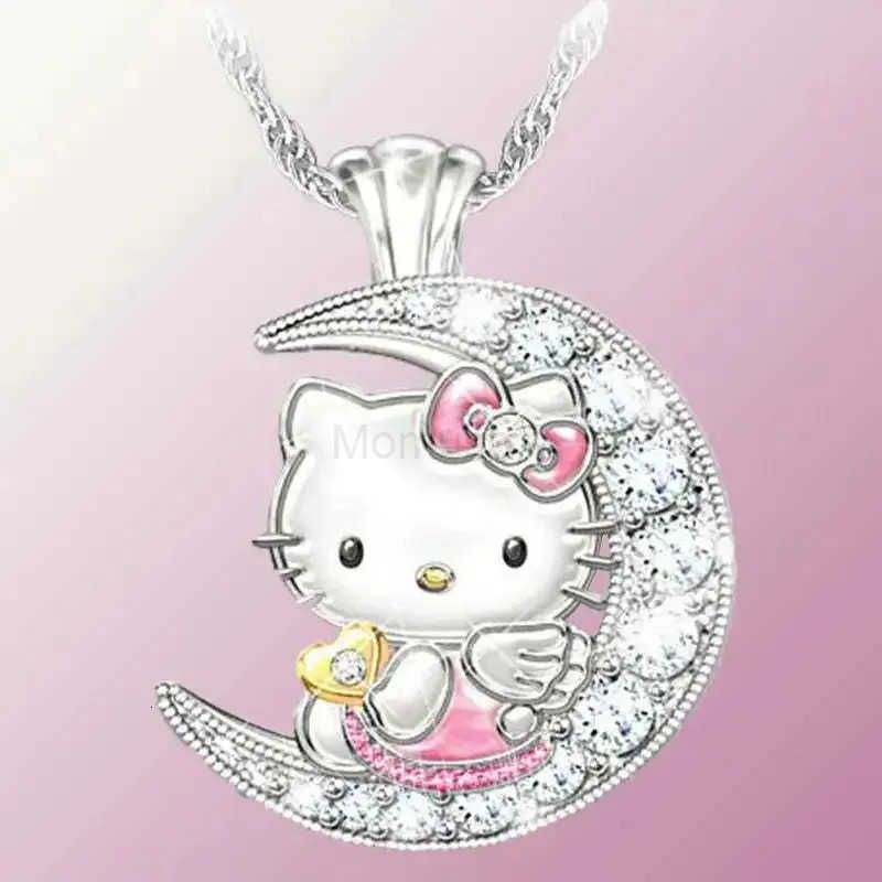 Sanrio New Kawai Hello Kitty Jewelry Childrens Pendant Necklace Female Moon Cute Animal Accessories Cartoon Xiao Mao Jewelry L250925