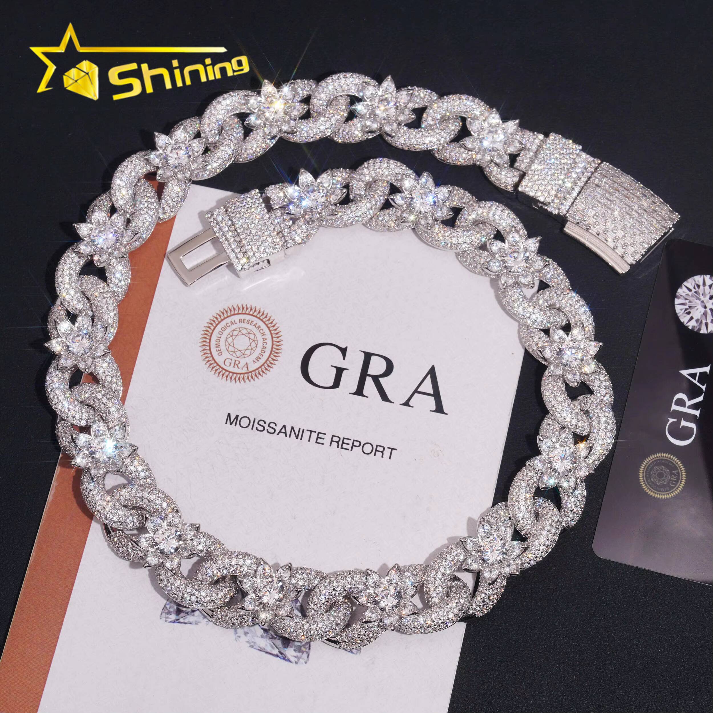 Luxury Rapper Jewelry 925 Sterling Silver 18MM Infinity Moissanite Cuban Link Chain Hip Hop Iced Out Customized Trend Chains for Men