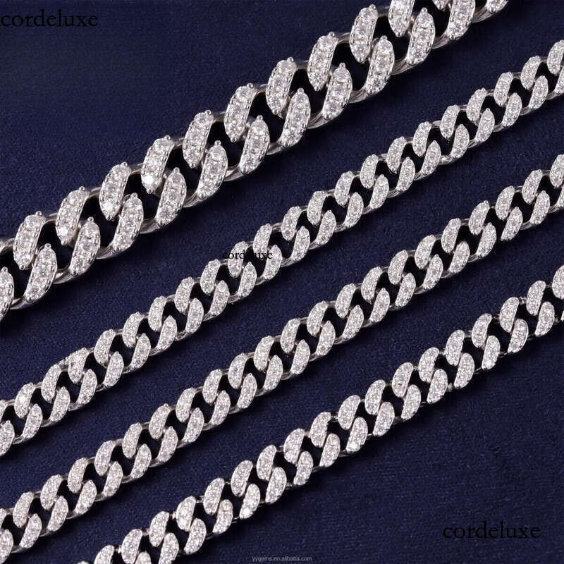 Bling Hip Hop 6mm 10mm Single Row Sier Pass Dia Tester Moissanite Necklace Cuban Link Chain d8