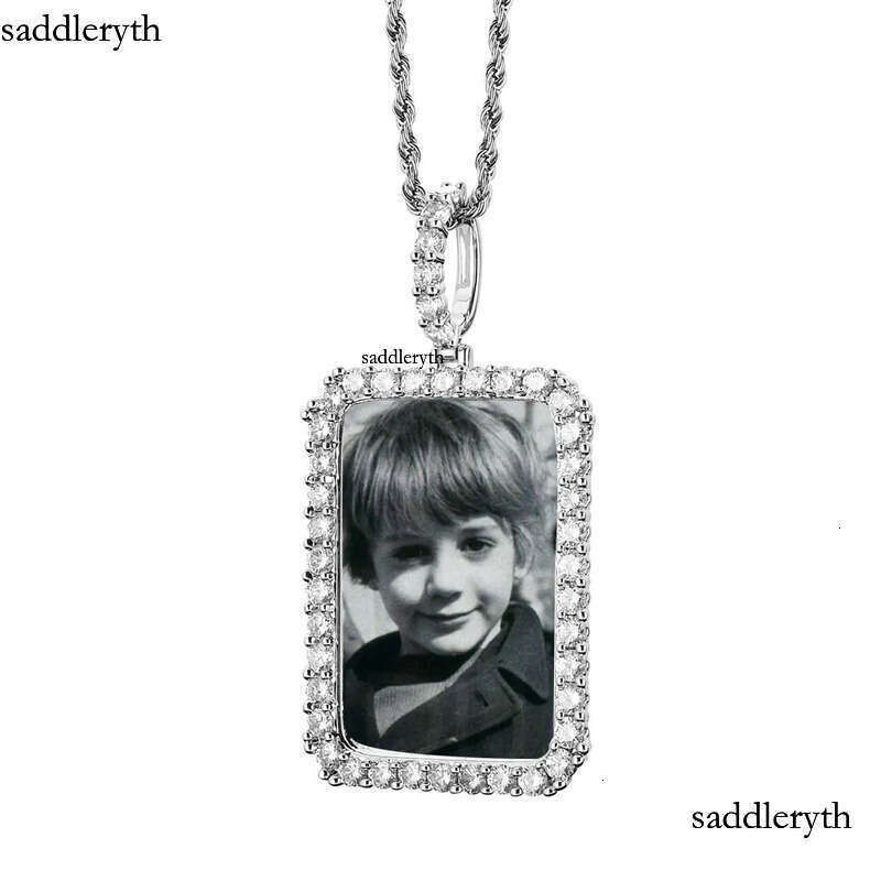 Custom Photos Necklace Fashion Gold Plated Square Memory Iced Out Pendant Mens Hip Hop Necklaces Jewelry 29 1e 9e
