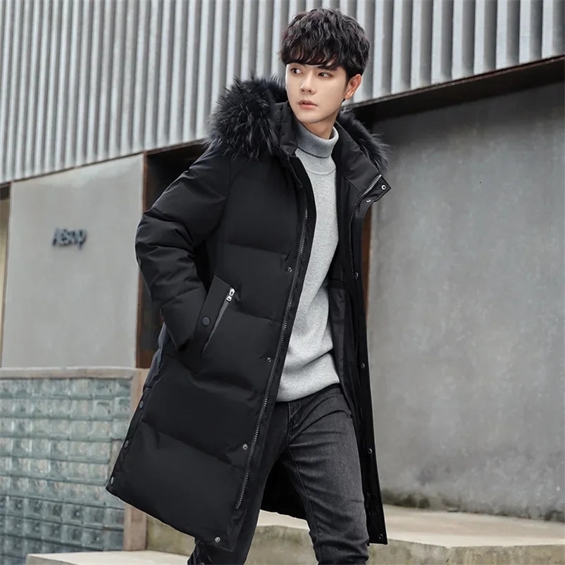 Men's Down Parkas Men's Winter Jacket Coat Winter Down Coat Men's Long Down Jacket Parkas Fur Collar Hooded Fashion Warm Clothes Casual