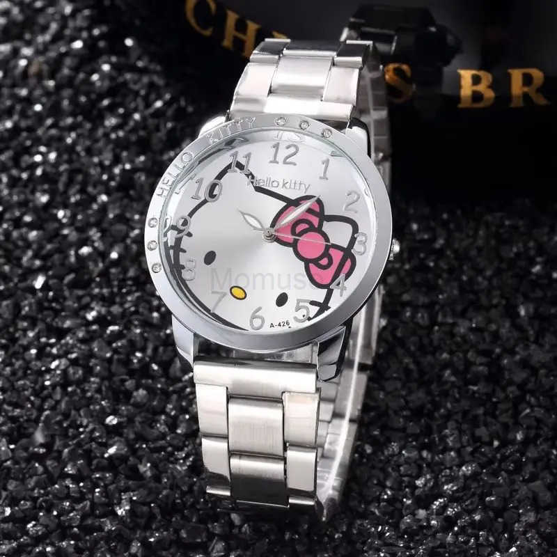 Sanrio 2025 new hotselling casual simple steel belt womens watch HelloKitty fashion cartoon quartz watch girls holiday watch gift L250925