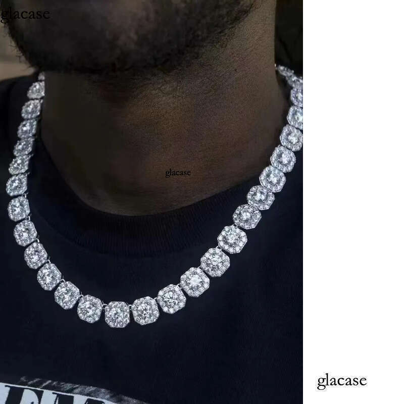 Necklace bracelet Moissanite Dia Custom Vvs Cuban k S Sier 8mm 12mm Large Tennis Chain Solid Back Hiphop