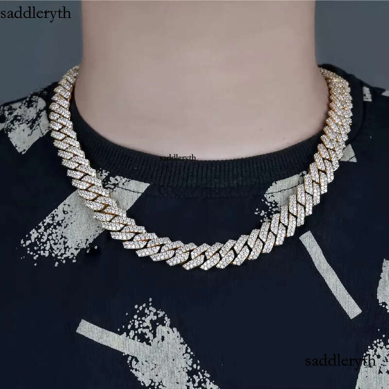 Factory wholesale new arrivals 18mm VVS Necklace Hot Sale Bling Moissanite Sterling Sier Cuban Link Chain Hip Hop Jewelry