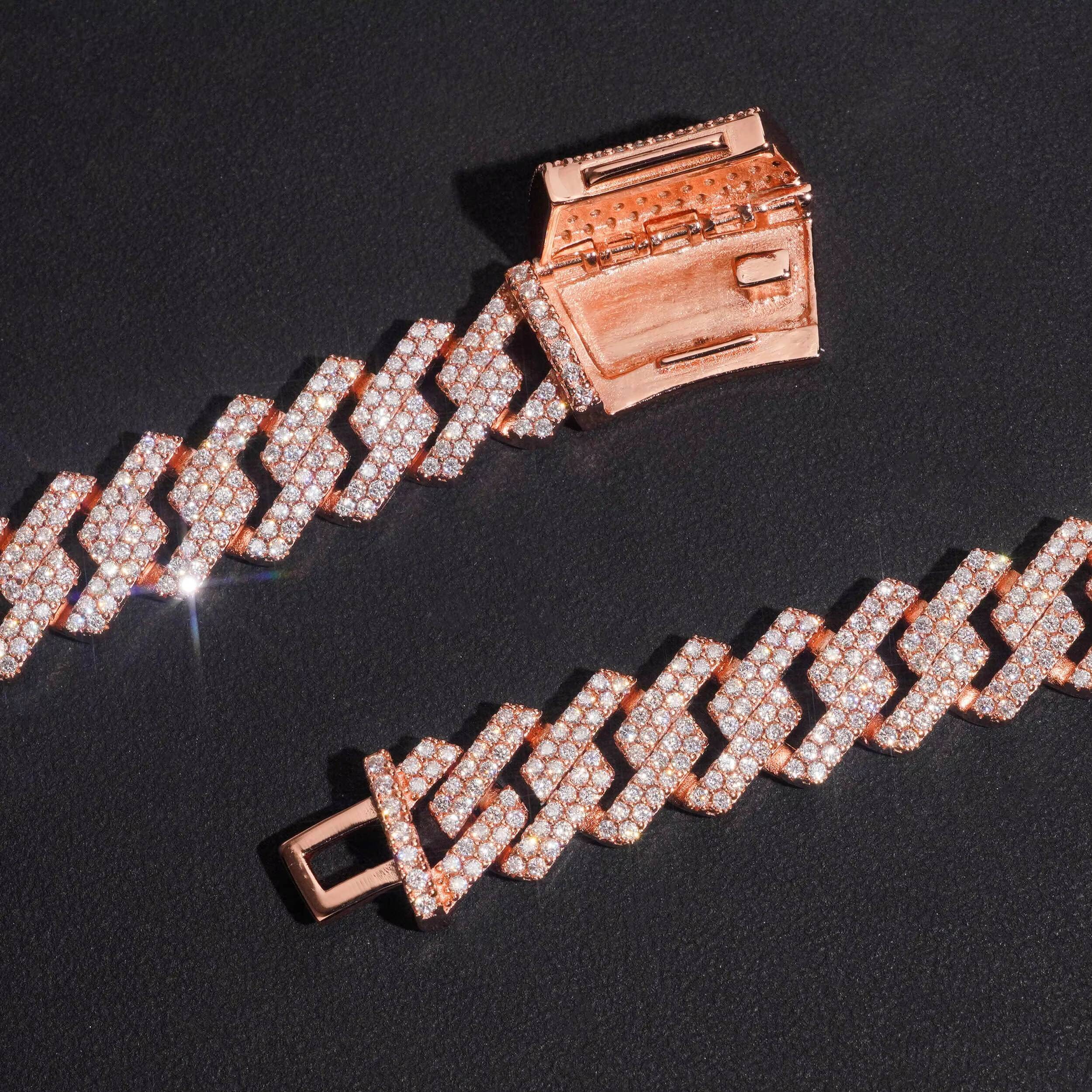 Rose Gold Plated 13MM Cuban Link Necklace VVS Moissanite Diamond Hip Hop Jewelry Necklace