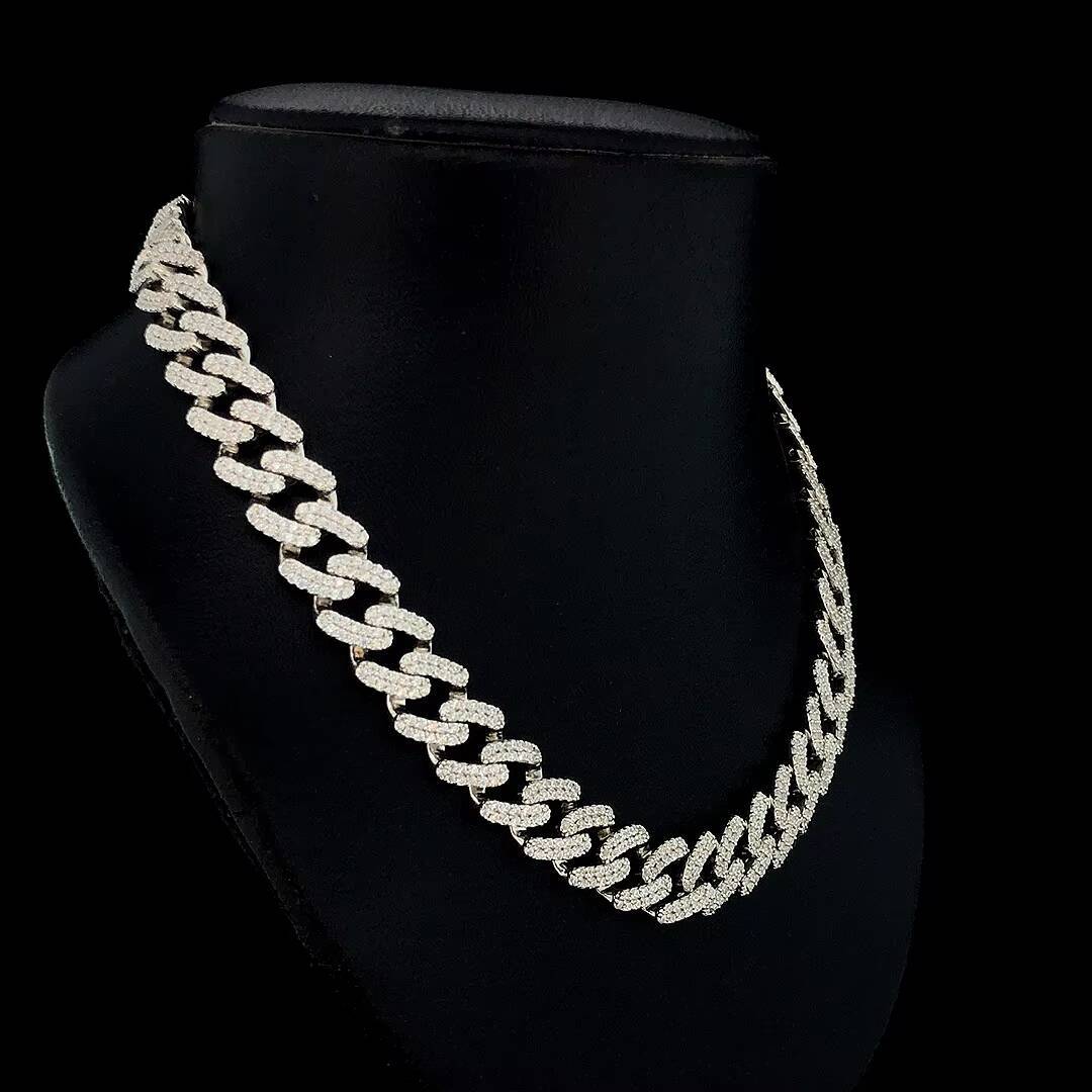 TrendHip Hop Customized TrendLength 16mm GoldPlated Brass Baguette CZ Diamond Cuban Link Bracelet Chain Necklace for Party Occasions