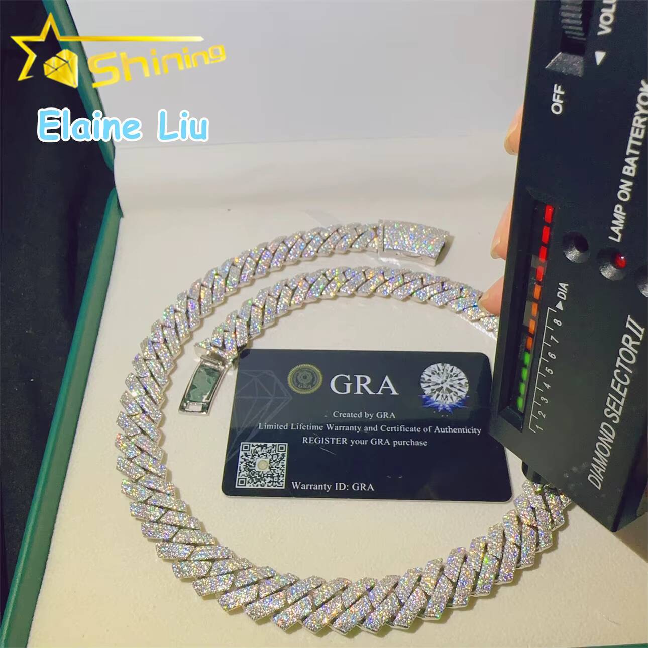 Sterling Silver 925 Miami Cuban VVS Moissanite Diamond Hip Hop Jewelry 15mm Necklace Cuban Link Chain Necklace