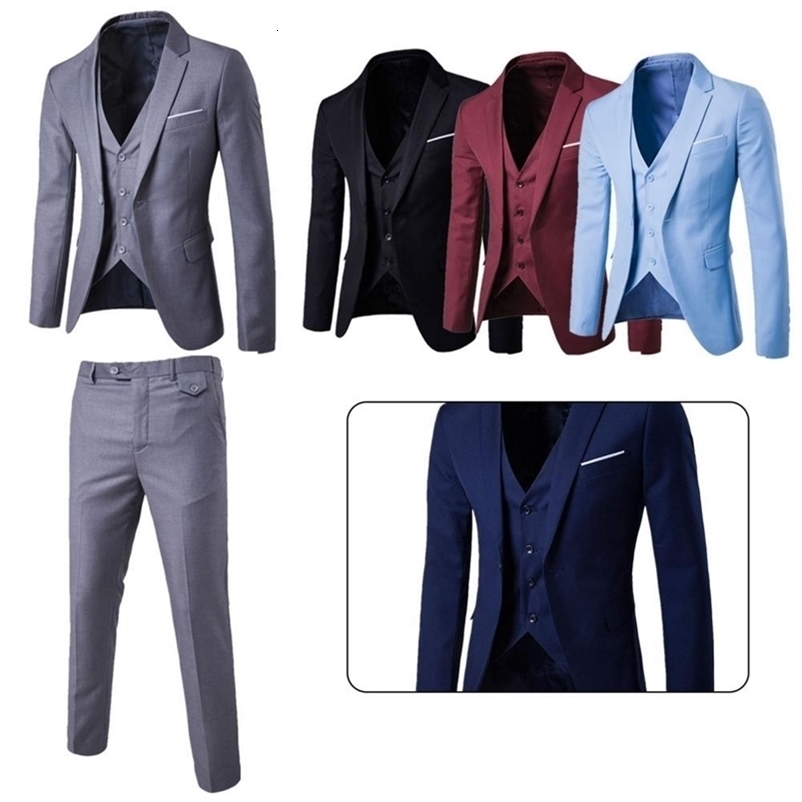 Men's Suits Blazers Four Seasons 1 Set Stylish Korean Style Jacket Zipper Fly Trousers Soft Blazer Pants Lapel for Wedding 220909