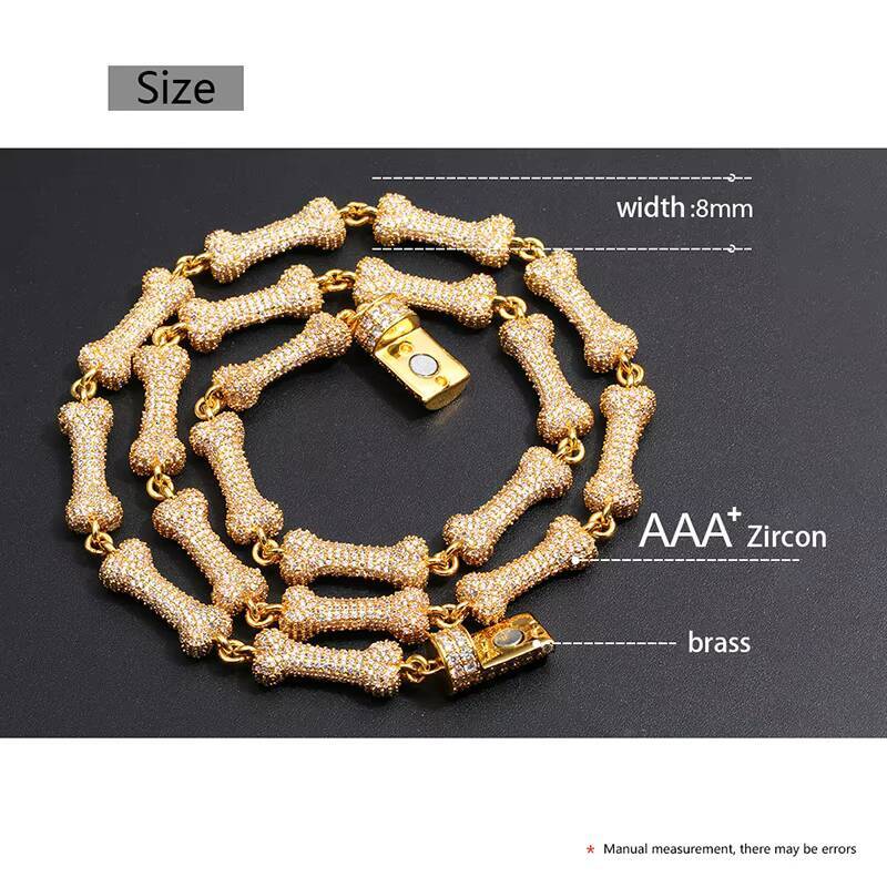 Jewelry ManufaMoissaniteurer 8mm Gold Plated Brass Full 5A Moissanite Magnet Buckle Bone Miami Cuban Link Chain Necklace