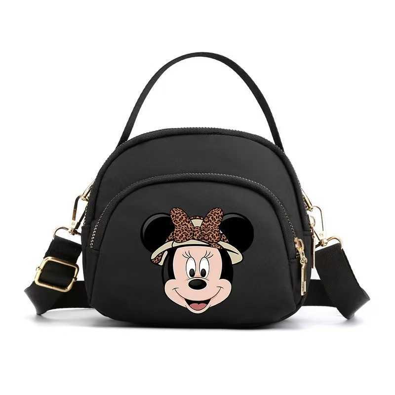 Disney's new Minnie cartoon print small square bag - mini mobile phone bag, casual and simple nylon fabric bag, women's cross-body shoulder 
