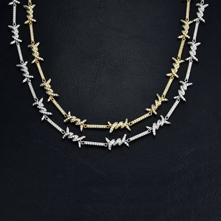 JWY Customized Trend High Quality Gold and Silver Plated Brass Cz Stone Hip Hop Iced Out Cuban Chain Necklace