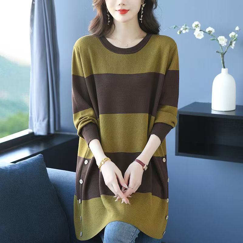 plus size women's new long sleeve high waist printed banquet dress mid-length skirt D02335