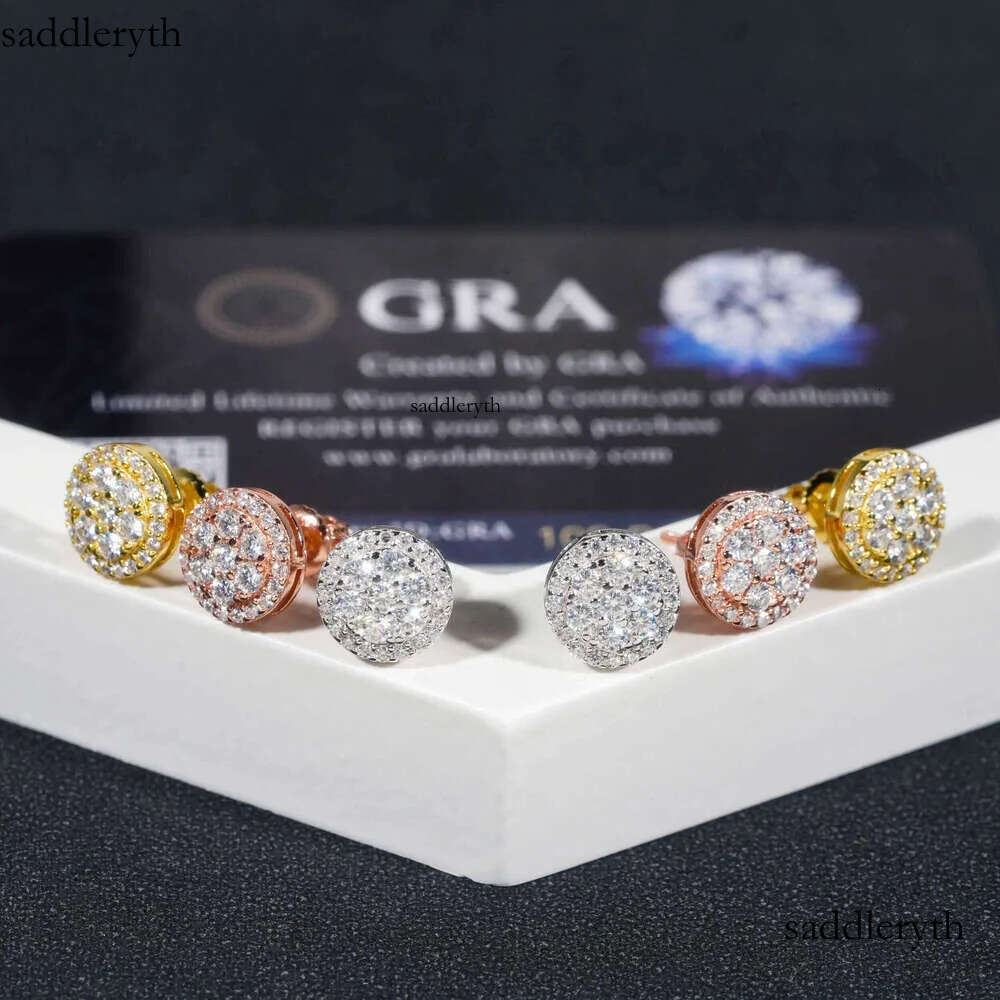 Gra Certificate Pass Dia Tester Iced Out Hip Hop Popular Sterg Sier VVS Moissanite Stud Earrings cf