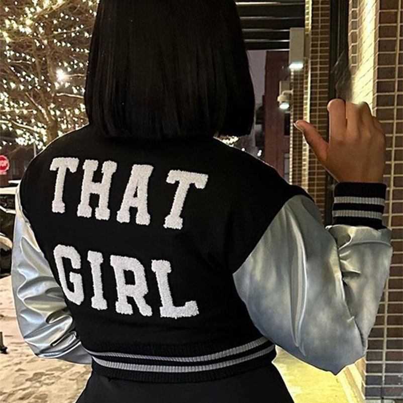 Women's Jackets Embroidered Letter Women's Jacket Long Sleeve Patchwork Short Coat sweet Streetwear Baseball Jersey Autumn Bomber Jacket 230