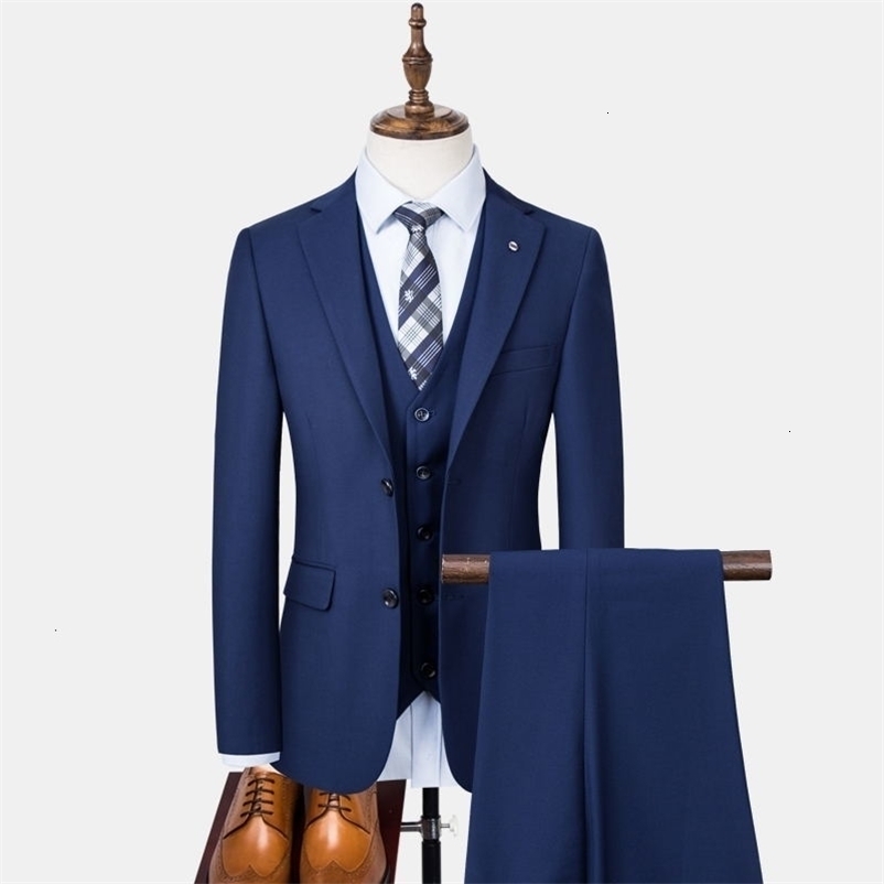 Men's Suits Blazers Boutique Blazer Vest Pants Men's Suit Fashion Business Elegant Solid Color 2 Buttons Gentleman Wedding Formal 3 Piece Se