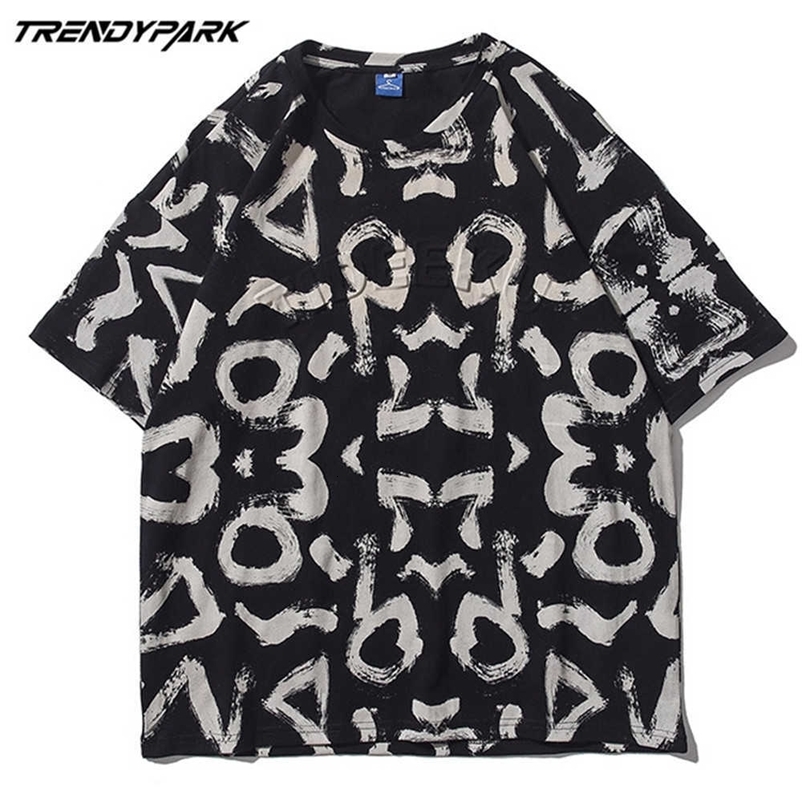 Men's T-shirt Stamping Letters Printing Summer Short Sleeve Hip Hop Oversized Cotton Casual Harajuku Streetwear Tshirts Clothing 210601